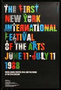 9k548 FIRST NEW YORK INTERNATIONAL FESTIVAL OF THE ARTS 24x36 special '88 great colorful design!