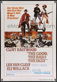 9k701 GOOD, THE BAD & THE UGLY 27x39 REPRO poster '80s Eastwood, Cleef, Wallach, Leone