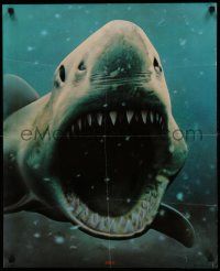 9k575 JAWS 23x28 special '75 Steven Spielberg, image of real, gigantic shark with huge mouth!