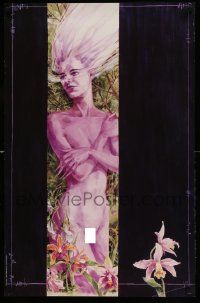 9k578 JILL THOMPSON 22x34 special '93 cool fantasy artwork of nude figure and flowers!