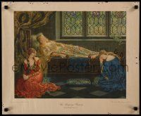 9k146 JOHN COLLIER 19x23 English art print '30s artwork of three women, The Sleeping Beauty!
