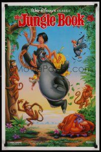 9k581 JUNGLE BOOK 18x27 special R90s Walt Disney cartoon classic, image of Mowgli & friends!