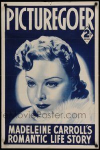 9k159 PICTUREGOER 20x30 English special '39 wonderful close of up gorgeous Madeleine Carroll!