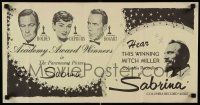 9k173 SABRINA 13x24 music poster '54 Audrey Hepburn between Humphrey Bogart & Holden, Wilder