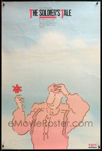 9k277 SOLDIER'S TALE signed tv poster '84 by artist R.O. Blechman, art of guy with flower!