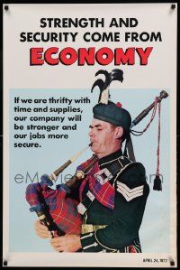 9k220 STRENGTH & SECURITY COME FROM ECONOMY 24x37 motivational poster '72 man playing the bagpipes