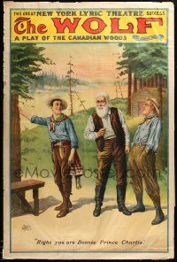 9k058 WOLF 28x42 stage poster 1908 art of young man mockingly called Bonnie Prince Charlie!
