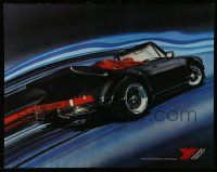 9k420 YOKOHAMA 3 22x28 advertising posters '85 cool art of a Porsche, Ferrari and Corvette!