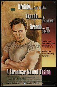 9k803 STREETCAR NAMED DESIRE 18x28 video poster R85 Debi art of Marlon Brando, Elia Kazan classic