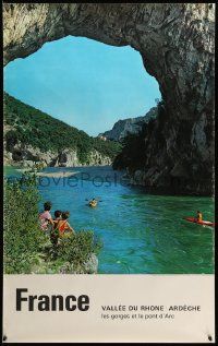 9k289 FRANCE 25x39 French travel poster '60s great image of Pont D'Arc!