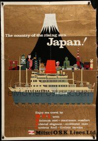 9k295 MOL JAPAN 28x40 Japanese travel poster '70s Japanese attractions and a cruise ship by Ryo!