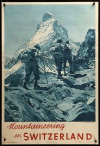 9k148 MOUNTAINEERING IN SWITZERLAND 19x28 Swiss travel poster '33 Emil Meerkamper Matterhorn photo!