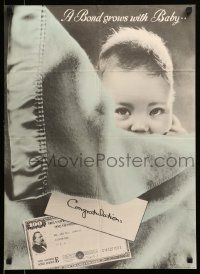 9k084 BOND GROWS WITH A BABY 20x27 WWII war poster '40s buy a war bond for your friend's newborn!