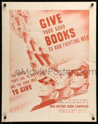 9k090 GIVE YOUR GOOD BOOKS TO OUR FIGHTING MEN 22x28 WWII war poster '43 recycled books for G.I.s!