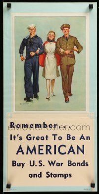 9k100 REMEMBER ITS GREAT TO BE AN AMERICAN 12x24 WWII war poster '40s Nurse's Escort, Anderson!