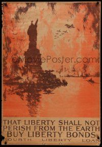 9k130 THAT LIBERTY SHALL NOT PERISH FROM THE EARTH 28x41 WWI war poster 1918 Pennell art of NY!