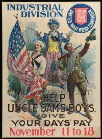9k131 UNITED WAR WORK CAMPAIGN 17x24 WWI war poster 1918 patriotic art!