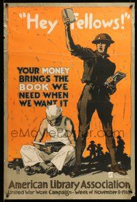 9k132 UNITED WAR WORK CAMPAIGN 20x30 WWI war poster 1918 Sheridan art, books for soldiers!