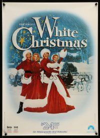 9k810 WHITE CHRISTMAS 17x24 video poster R85 Bing Crosby, Danny Kaye, Clooney, musical classic!