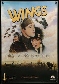 9k811 WINGS 17x25 video poster R84 Batcheller artwork of Clara Bow & Buddy Rogers!