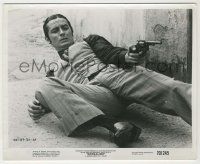 9m140 BORSALINO 8x10 still '70 c/u of Alain Delon on ground with gun, directed by Jacques Deray!