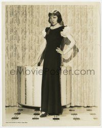 9m185 CLAUDETTE COLBERT 8x10 still '30s in dinner frock of black crepe w/ puff sleeves by Richee!