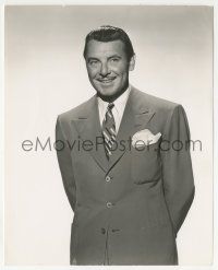 9m303 GEORGE BRENT 7.5x9.25 still '40s great smiling portrait in suit & tie by Scotty Welbourne!