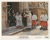 9m016 GODFATHER color 8x10 still '72 Al Pacino & Simonetta Stefanelli kneeling at their wedding!