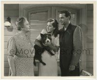 9m548 MUMMY'S GHOST 8.25x10 still '44 Ramsay Ames with white-streaked hair holding dog!