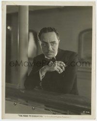 9m629 ROAD TO SINGAPORE 8x10 still '31 great close up of William Powell smoking on ship's deck!