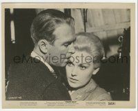 9m775 VERTIGO 8x10.25 still '58 Hitchcock, c/u of James Stewart holding Kim Novak close!