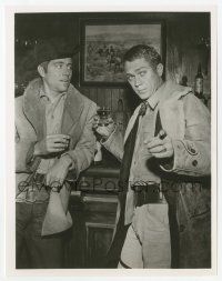 9m782 WANTED DEAD OR ALIVE TV 7x9 still '60 Steve McQueen & Wright King drinking at bar!