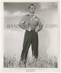 9m801 WILD HARVEST 8.25x10 still '47 great portrait of Alan Ladd with partially unbuttoned shirt!