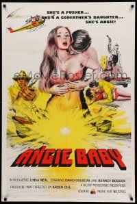 9p050 ANGIE BABY 1sh '70s artwork of super sexy Linda Neal, cool action scenes!