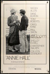 9p052 ANNIE HALL 1sh '77 full-length Woody Allen & Diane Keaton in a nervous romance!