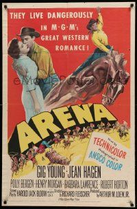 9p058 ARENA 2D 1sh '53 Gig Young, Jean Hagen, Polly Bergen, cool art from first 3-D western!