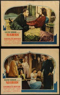 9r852 ALGIERS 2 LCs '38 great images of Charles Boyer & sexy Hedy Lamarr, Sigrid Gurie, Calleia!