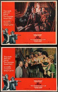 9r891 CHEYENNE SOCIAL CLUB 2 LCs '70 Jimmy Stewart & Henry Fonda in western brothel w/Shirley Jones