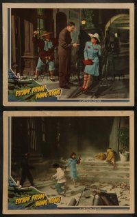 9r904 ESCAPE FROM HONG KONG 2 LCs '42 great images of Marjorie Lord in both + Don Terry!