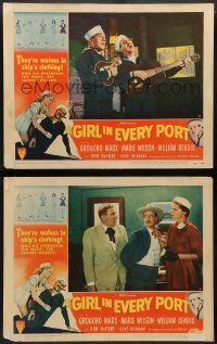 9r915 GIRL IN EVERY PORT 2 LCs '52 wacky sailor Groucho Marx, William Bendix, Marie Wilson!