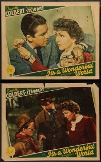 9r930 IT'S A WONDERFUL WORLD 2 LCs '39 great images of Jimmy Stewart & Claudette Colbert!