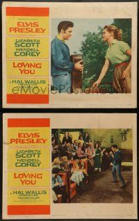 9r944 LOVING YOU 2 LCs '57 great images of Elvis Presley & pretty Dolores Hart!