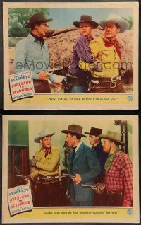 9r965 OVERLAND TO DEADWOOD 2 LCs '42 cool western cowboy images of Charles Starrett & Hayden!