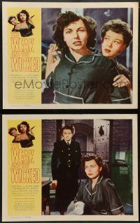 9r991 WEAK & THE WICKED 2 LCs '54 Glynis Johns, Silva, w/classic bad girl image from the one-sheet!