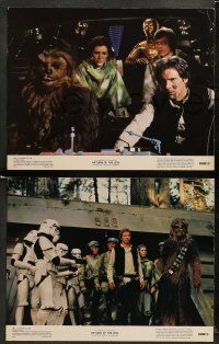 9r723 RETURN OF THE JEDI 4 color 11x14 stills '83 Luke, Leia, Han, Chewbacca, R2, C-3PO, Ackbar!