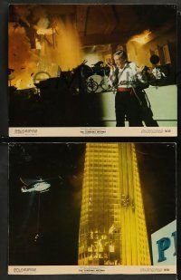 9r843 TOWERING INFERNO 3 color 11x14 stills '74 Fred Astaire, great scenes of fire fighting peril!