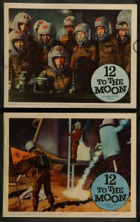 9r555 12 TO THE MOON 6 LCs '60 cool sci-fi images of astronauts and the moon's surface!