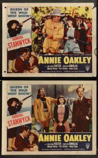 9r754 ANNIE OAKLEY 3 LCs R52 Barbara Stanwyck with rifle is queen of the wild west!