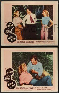 9r757 APRIL LOVE 3 LCs '57 great romantic images of Pat Boone & sexy Shirley Jones!