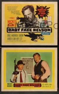 9r072 BABY FACE NELSON 8 LCs '57 Public Enemy No. 1 Mickey Rooney firing tommy gun on TC!